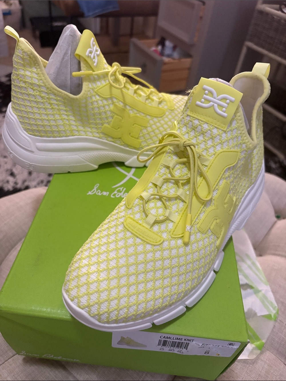 Sam Edelman Cami Lime Knit Slip-On Athletic Sneakers